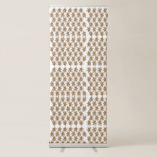 a white background with brown flowers on it retractable banner