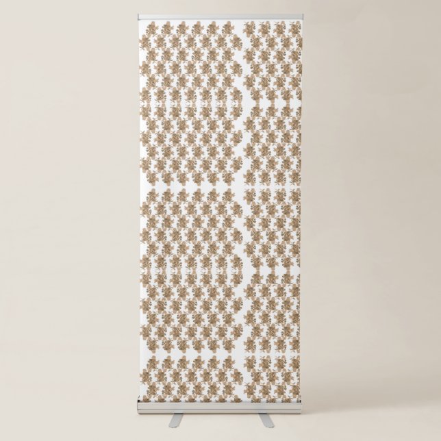  a white background with brown flowers on it retractable banner (Front)