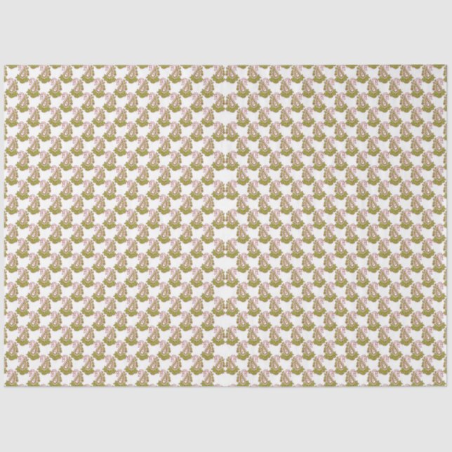 a white background with green leaves on it tissue paper (Front)