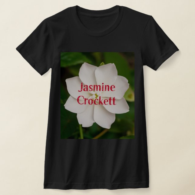 A white blooming jasmine flower with Jasmine Crock T-Shirt (Laydown)