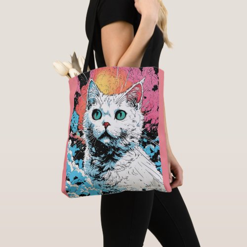 A White cat Tote Bag