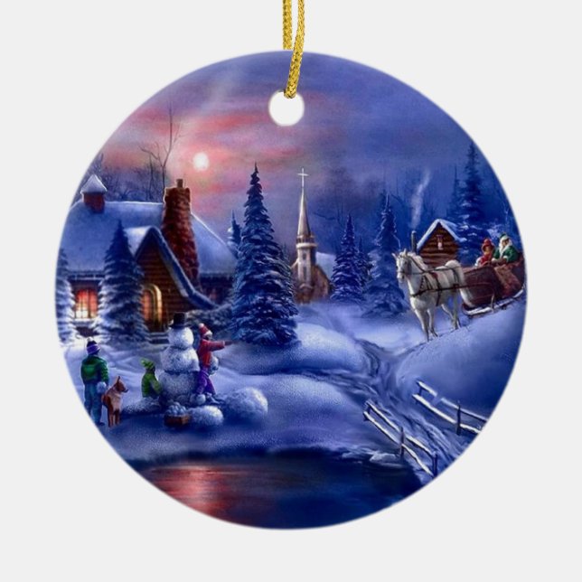 A White Christmas Ceramic Ornament (Front)