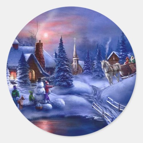 A White Christmas Classic Round Sticker