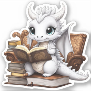 A White Dragon Reading Sticker