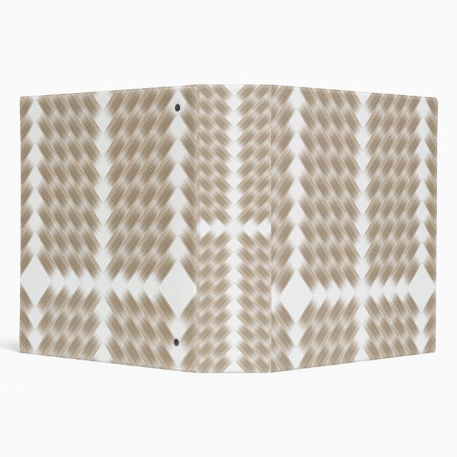 A white, equilateral triangle centered on a plain  3 ring binder (Background)