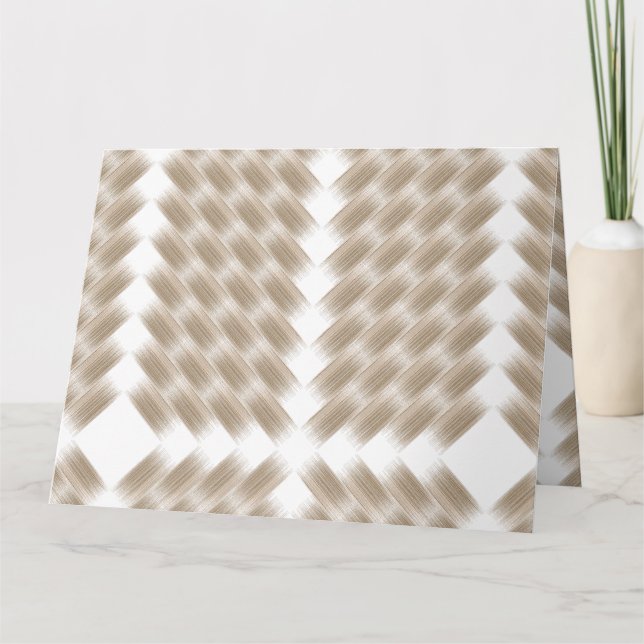 A white, equilateral triangle centered on a plain  card (Front)