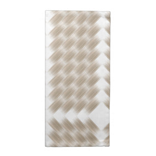 A white, equilateral triangle centered on a plain cloth napkin