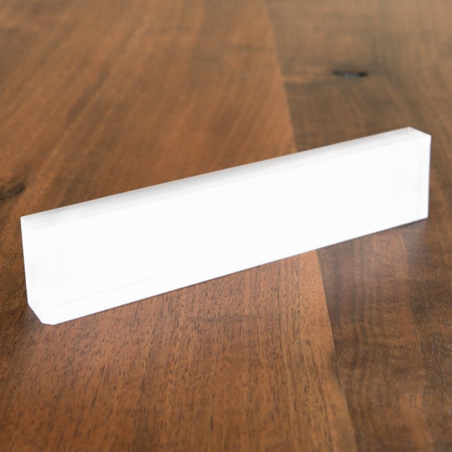 A white, equilateral triangle centered on a plain  desk name plate (Side)