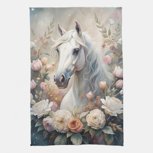 A White Horse  Kitchen Towel (Vertical)