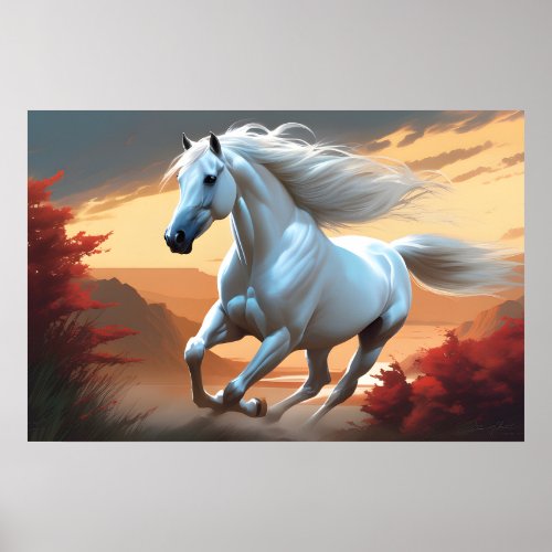 A white horse poster