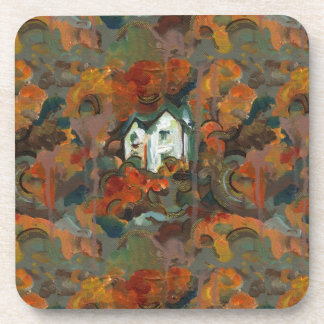 A White House & Autumn Trees Beverage Coaster