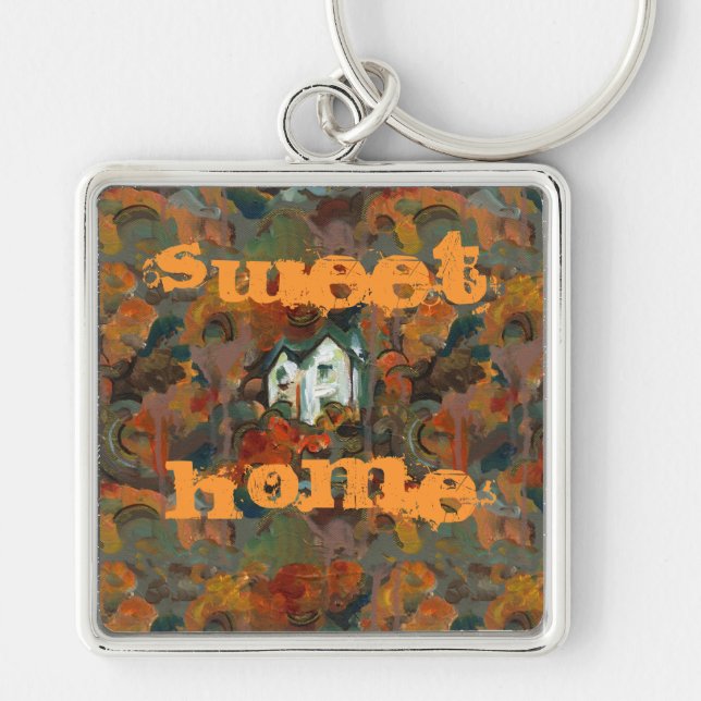 A White House & Autumn Trees Keychain (Front)
