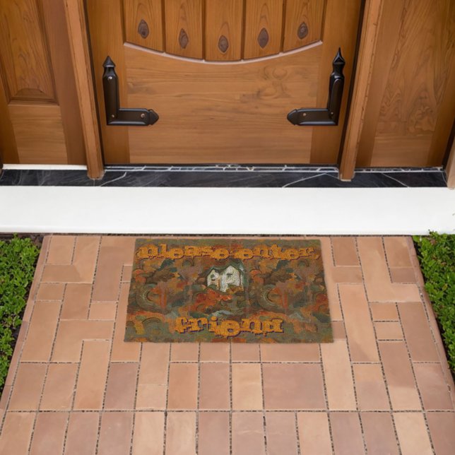 A White House & Autumn Trees Love the Season Fiber Doormat (Insitu (Outdoor))