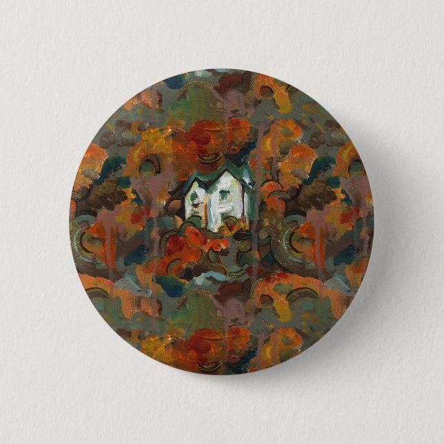 A White House & Autumn Trees Pinback Button (Front)