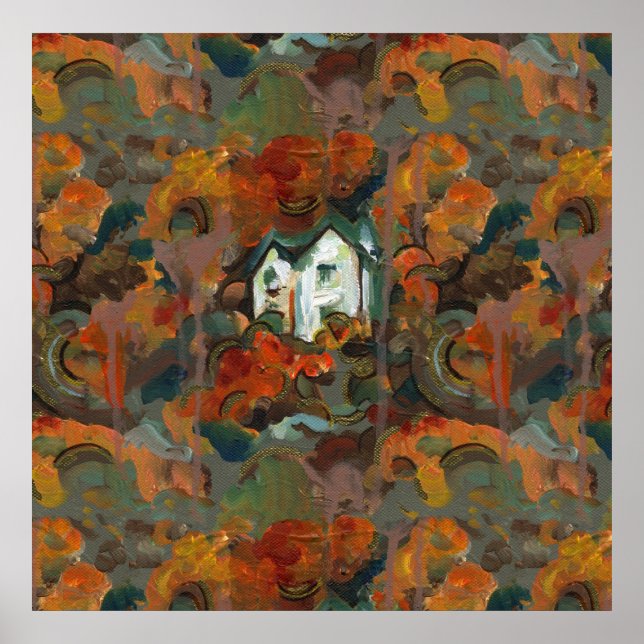 A White House & Autumn Trees Poster (Front)