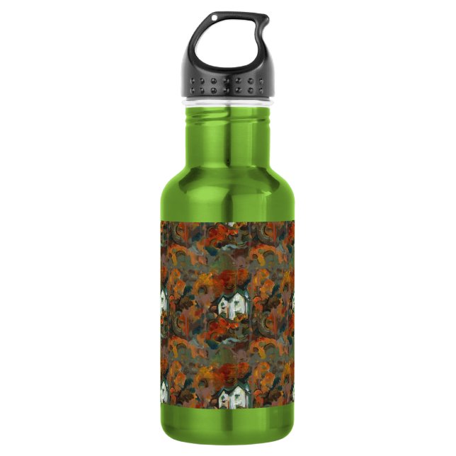 A White House & Autumn Trees Stainless Steel Water Bottle (Front)