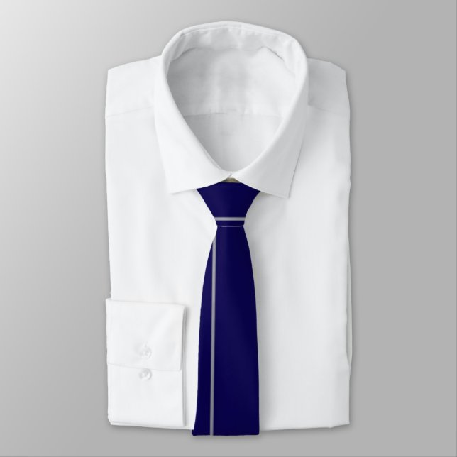 a white line tie in blue cloth (Shirt)