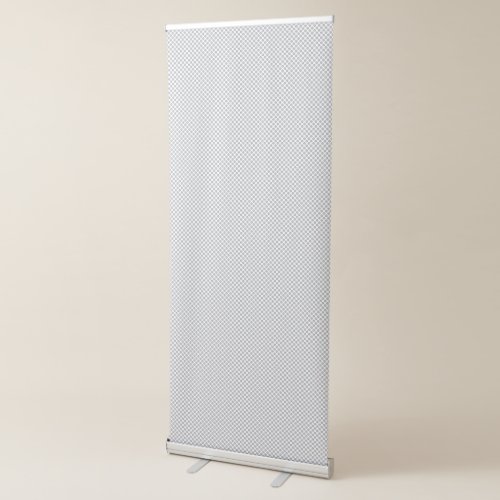 a white shower curtain with a grey pattern retractable banner