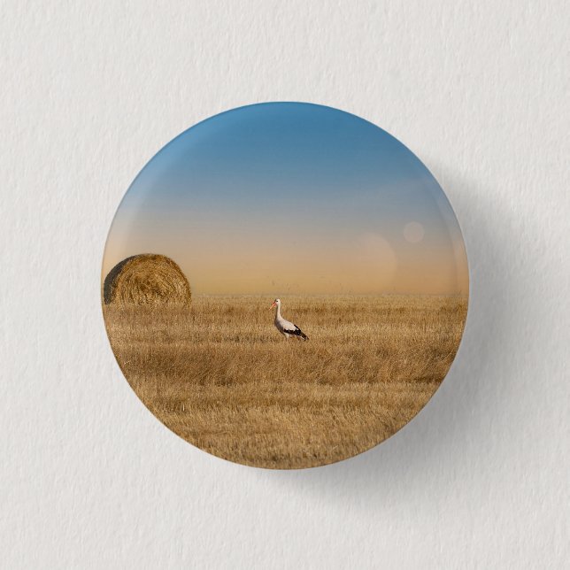 A white stork  button (Front)