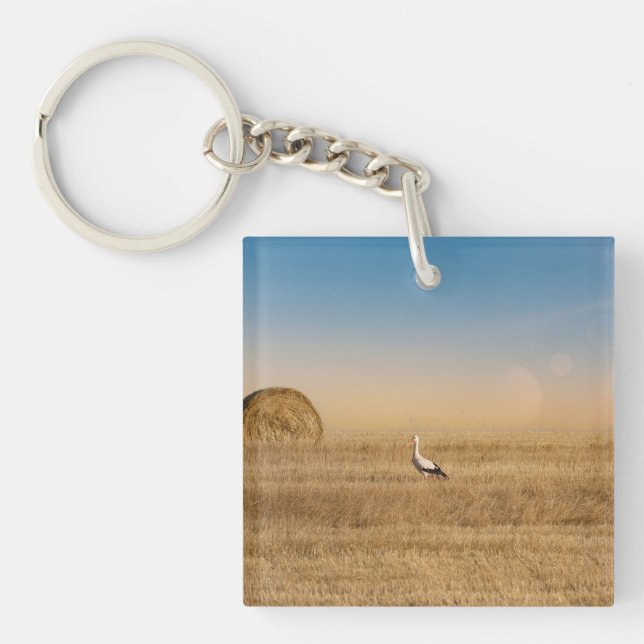 A white stork  keychain (Front)