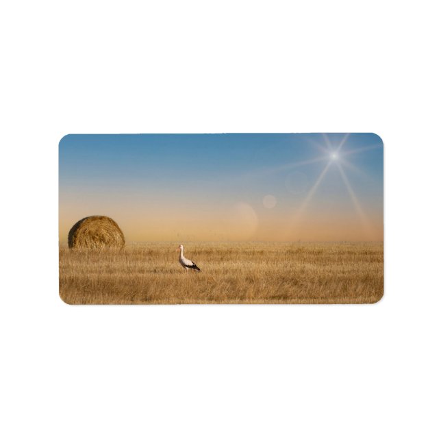 A white stork  label (Front)