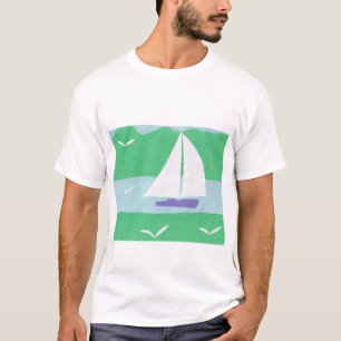 A White T-shirt with a Sailboat Design