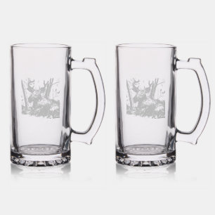 A white tail deer resting in the woods stein