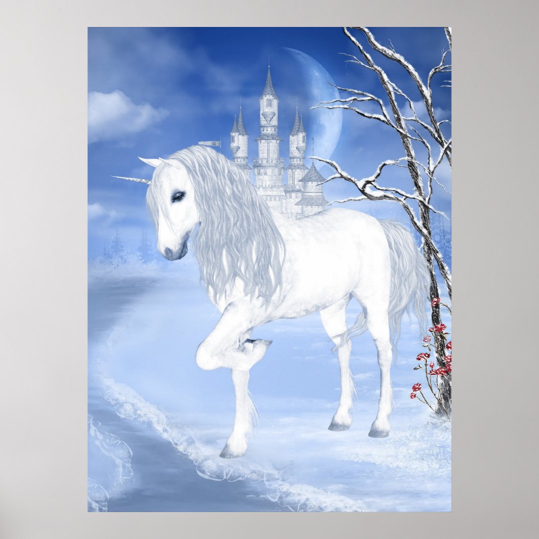 a white unicorn Poster | Zazzle