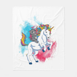 A white unicorn with rainbow tail which is ridden fleece blanket