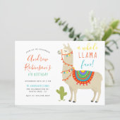 A Whole Llama Fun Animal Birthday Party Invitation (Standing Front)
