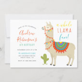 A Whole Llama Fun Animal Birthday Party Invitation (Front)