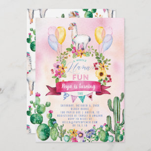 A Whole Llama Fun Birthday Party Invitation