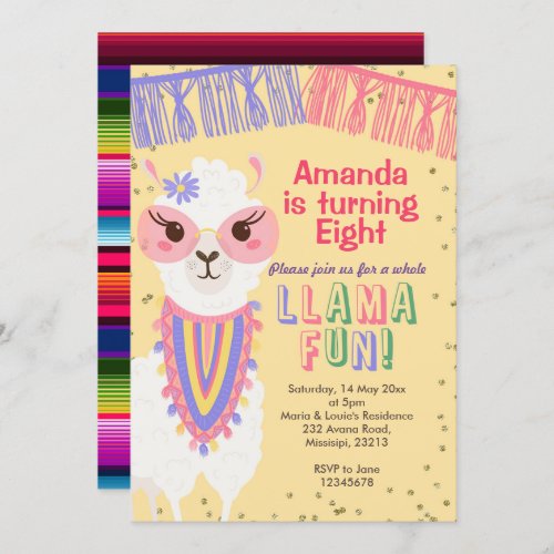 a Whole Llama Fun cactus Birthday Invitation