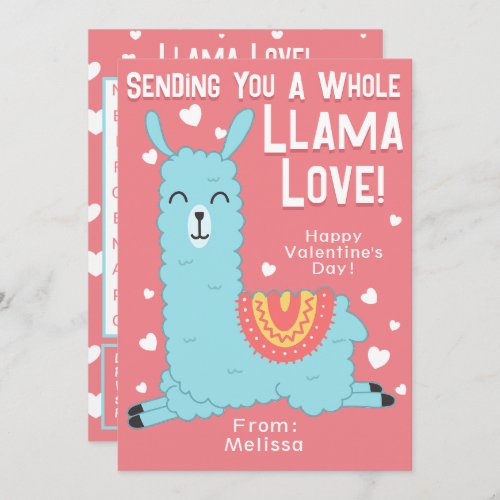 A Whole Llama Love Classroom Valentines Day Invitation