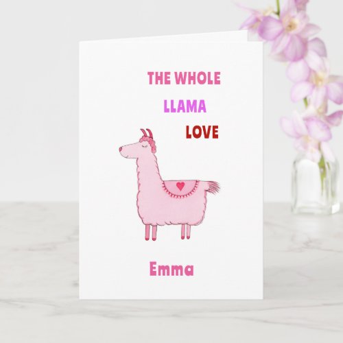 A Whole Llama Love Valentines Day Card