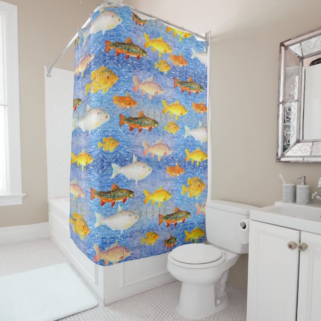 A Whole Lot of Fish in the Sea Shower Curtain (In Situ)