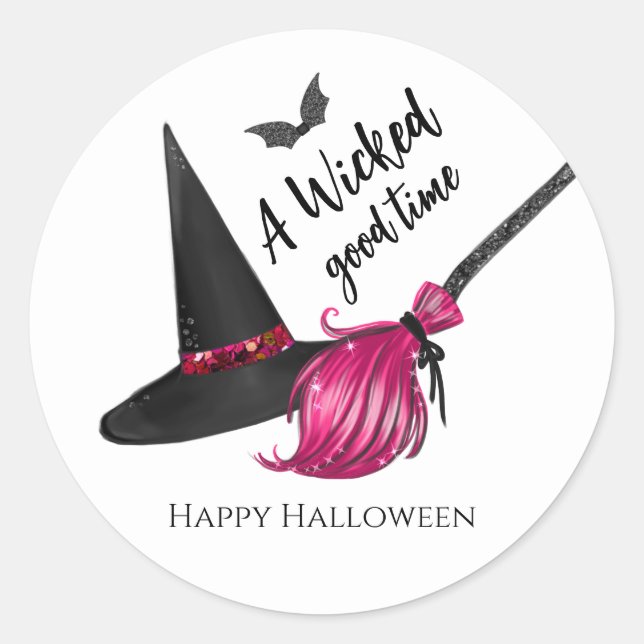A Wicked Good Time Happy Halloween Classic Round Sticker (Front)