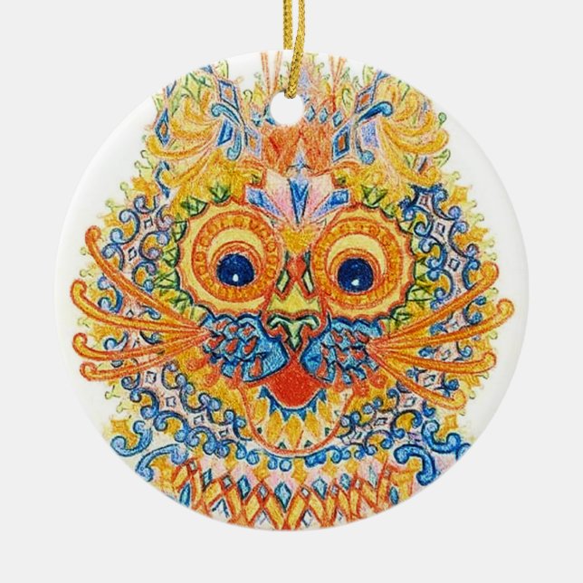 A Wide Eyed Cat, Louis Wain Ceramic Ornament (Front)