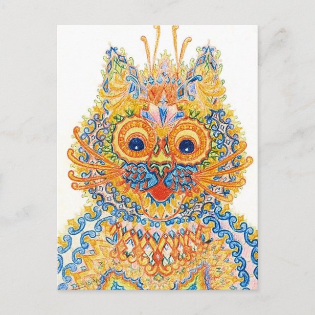 A Wide Eyed Cat, Louis Wain Postcard (Front)