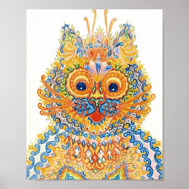 A Wide Eyed Cat, Louis Wain Poster (Front)