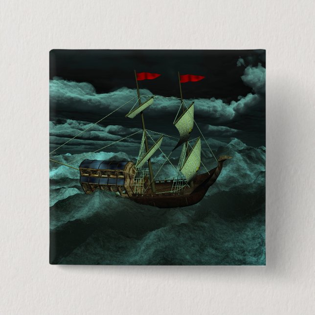 A Wild and Stormy Sea Button (Front)