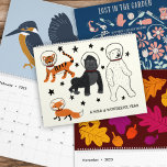 A Wild and Wonderful Year Illustrated Calendar<br><div class="desc">Have a wild and wonderful year with this illustrated calendar. Each month features a different one of my bold, retro style illustrations. This 12-month calendar features snowshoes in January, kingfishers in February, trout fish in March, a Kirkland's warbler in April, my Lost in the Garden seek and find puzzle in...</div>