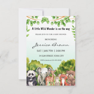 A Wild Animal themed Boy Baby Shower Invitation