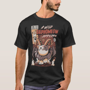 A Wild Baphomeow Appears Cute Baphomet Pentagram T-Shirt