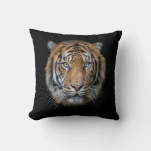 A wild Bengal Tiger face Throw Pillow