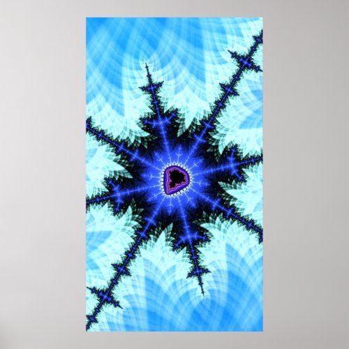 A Wild Burst of Blue Mandelbrot Fractal Abstract Poster