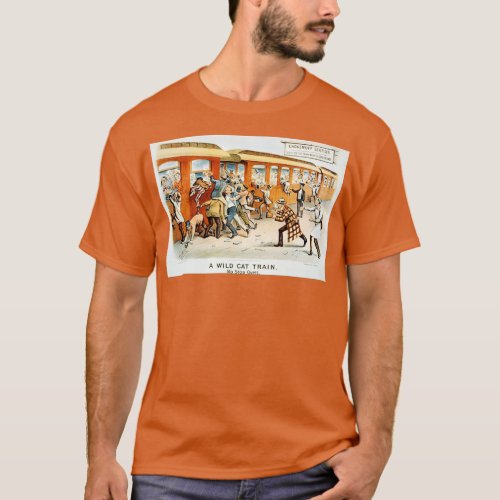 A wild cat train no stop overs Currier amp Ives 18 T_Shirt
