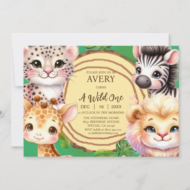A WIld One Boy's First Birthday Invitations (Front)