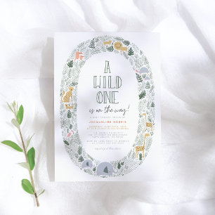 A Wild One Cute Jungle Safari Baby Boy Baby Shower Invitation