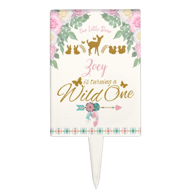 A Wild One - First Birthday Cake Topper (Front)